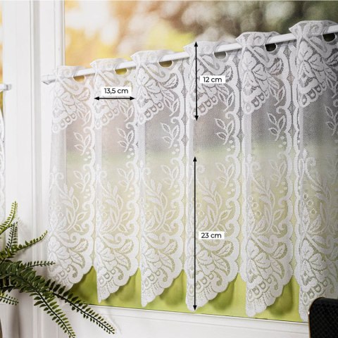 Zazdrostka żakardowa ze wzorem po całości, wysokość 40cm, kolor 001 biały 362770/000/001/000040/1