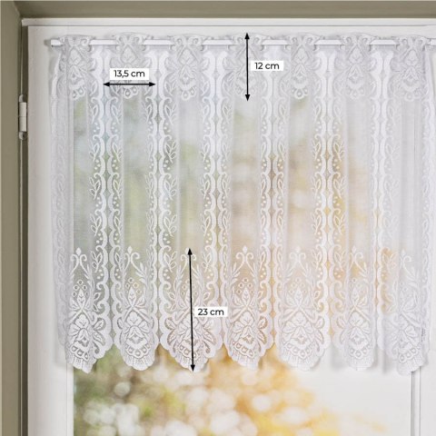 Zazdrostka żakardowa ze wzorem po całości, wysokość 60cm, kolor 001 biały 362770/000/001/000060/1