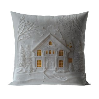 DOMEK Z EFEKTEM 3D Poszewka dekoracyjna VELVET, 40x40cm, kolor 001 szaro biały PBN338/POP/001/040040/1