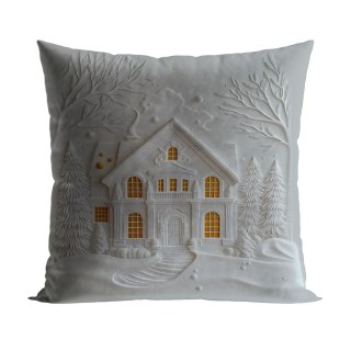 DOMEK Z EFEKTEM 3D Poszewka dekoracyjna VELVET, 40x40cm, kolor 001 szaro biały PBN338/POP/001/040040/1