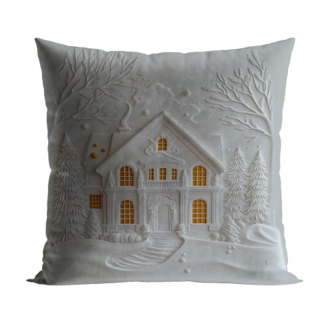DOMEK Z EFEKTEM 3D Poszewka dekoracyjna VELVET, 40x40cm, kolor 001 szaro biały PBN338/POP/001/040040/1