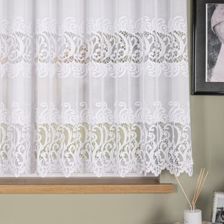 Firanka żakardowa ze wzorem pasowym, wysokość 160cm, kolor 001 biały 107871/000/001/000160/1