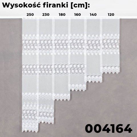Firanka żakardowa ze wzorem pasowym, wysokość 180cm, kolor 001 biały 004164/000/001/000180/1
