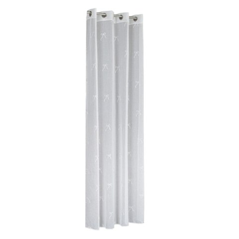 KOKARDKA Firana gotowa na etaminie, haftowana, na srebrnych przelotkach, z ołowianką, szerokość 140 x wysokość 250cm, kolor 001 