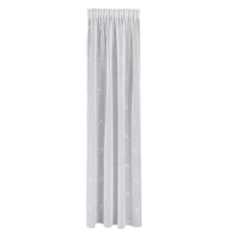 KOKARDKA Firana gotowa na etaminie, haftowana, na taśmie, z ołowianką, szerokość 140 x wysokość 250cm, kolor 001 biały ze srebrn