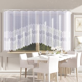 MIROSŁAWA Firanka żakardowa odpasowana ze wzorem pasowym, szerokość 300 x wysokość 160cm, kolor 001 biały N356A 019471/FOL/001/0