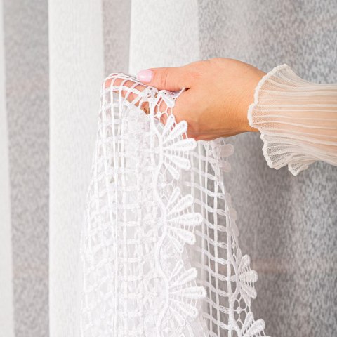 Firanka z aplikacją, dwupasowa, wysokość 290cm, kolor 010 offwhite APL002/433/010/000290/1