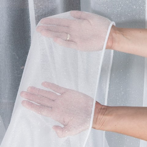 Firanka fantazyjna błyszcząca z ołowianką, wysokość 330cm, kolor 003 biały 000158/OLO/003/000330/1