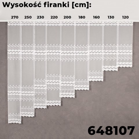 Firanka żakardowa 648107 wysokość 200 cm kolor biały