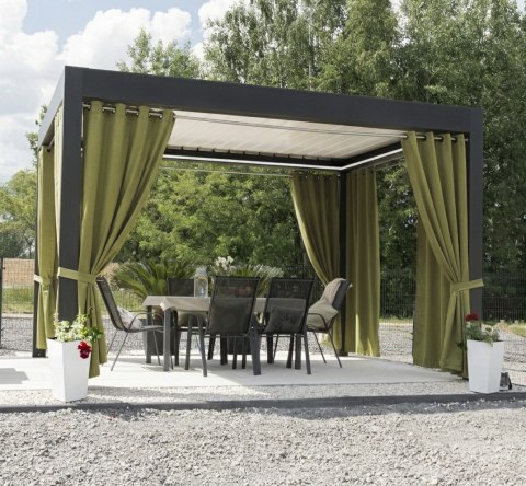 GARDENIA Zasłona gotowa na przelotkach, szerokość 140cm x wysokość 250cm, kolor 364 ciemny szarozielony TD0025/ZGP/364/140250/1