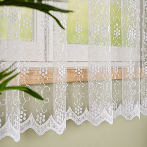 Firanka haftowana, wysokość 170cm, kolor 001 biały FH0037/020/001/000170/1