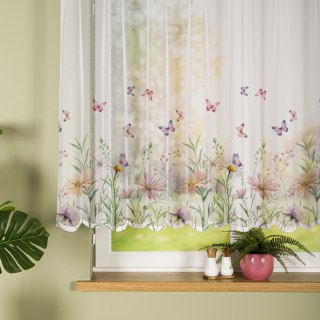 ŁĄKA Z MOTYLAMI Firanka żakardowa odpasowana na prosto 023456, szerokość 240 x wysokość 140cm, kolor 009 wielokolorowy (do wycze
