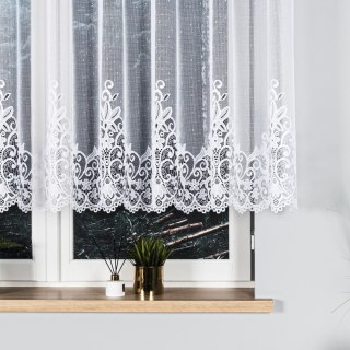 Firanka żakardowa ze wzorem na samym dole, wysokość 120cm, kolor 001 biały 004304/000/001/000120/1