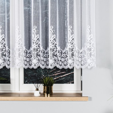 Firanka żakardowa ze wzorem na samym dole, wysokość 120cm, kolor 001 biały 004304/000/001/000120/1