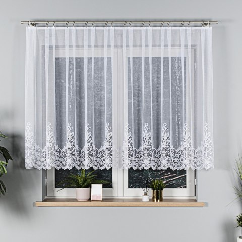 Firanka żakardowa ze wzorem na samym dole, wysokość 120cm, kolor 001 biały 004304/000/001/000120/1