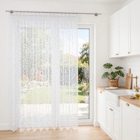 Firanka żakardowa na metry 023058 wysokość 230 cm kolor biały