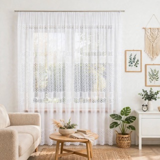 Firanka żakardowa na metry 018869 wysokość 230 cm kolor biały