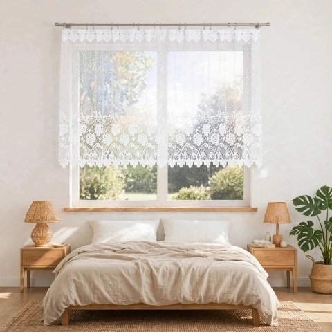 Firanka żakardowa 017480 wysokość 100 cm kolor biały
