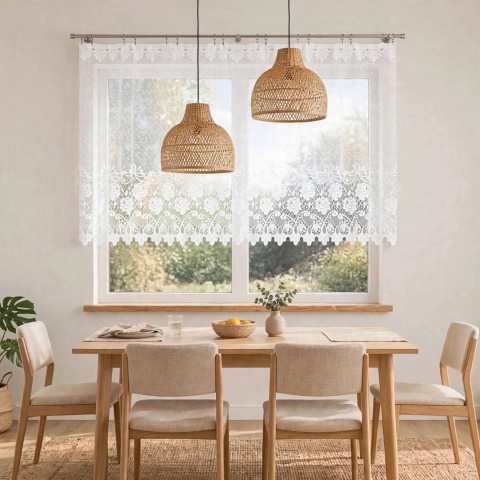 Firanka żakardowa 017480 wysokość 100 cm kolor biały