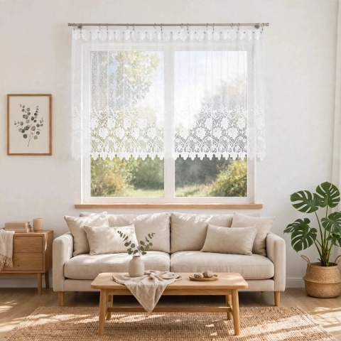 Firanka żakardowa 017480 wysokość 100 cm kolor biały