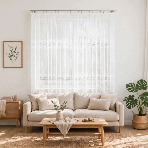 Firanka żakardowa na metry 001539 wysokość 220 cm kolor biały