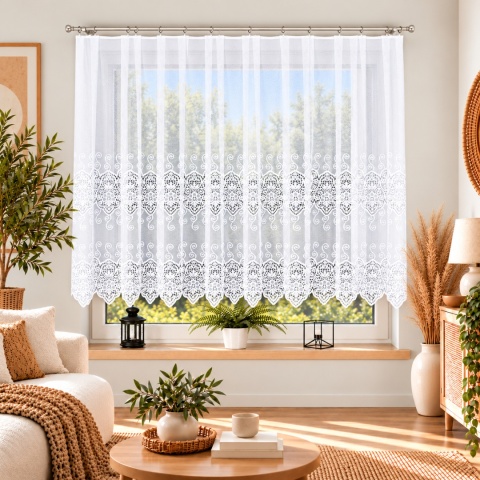 Firanka żakardowa na metry 018495 wysokość 150 cm kolor biały