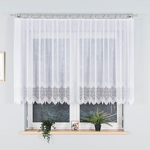 VIOLETTA Firanka żakardowa ze wzorem pasowym, wysokość 120cm, kolor 003 biały/niebieski 001539/BLY/003/000120/1