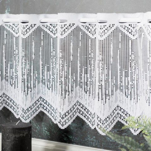 Zazdrostka żakardowa ze wzorem po całości, wysokość 30cm, kolor 003 biały/niebieski 000146/BIS/003/000030/1