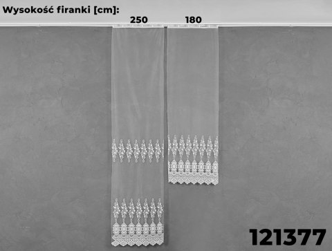 Firanka haftowana 121377 wysokość 250 cm kolor biały