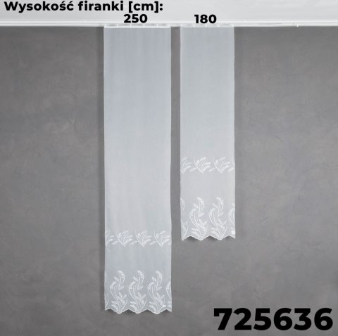 Firanka haftowana 725636 wysokość 180 cm kolor biały