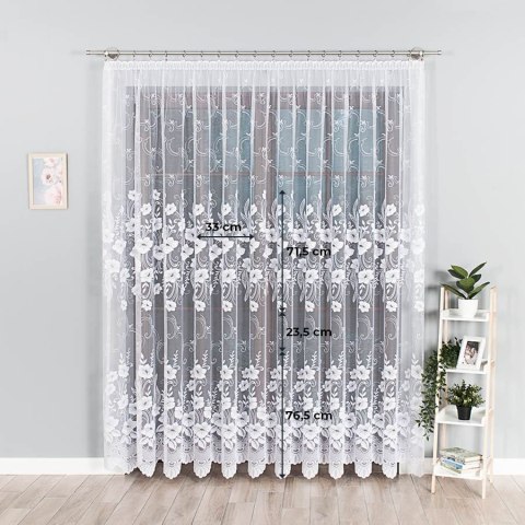 Firanka żakardowa 018041 wysokość 220 cm kolor biały