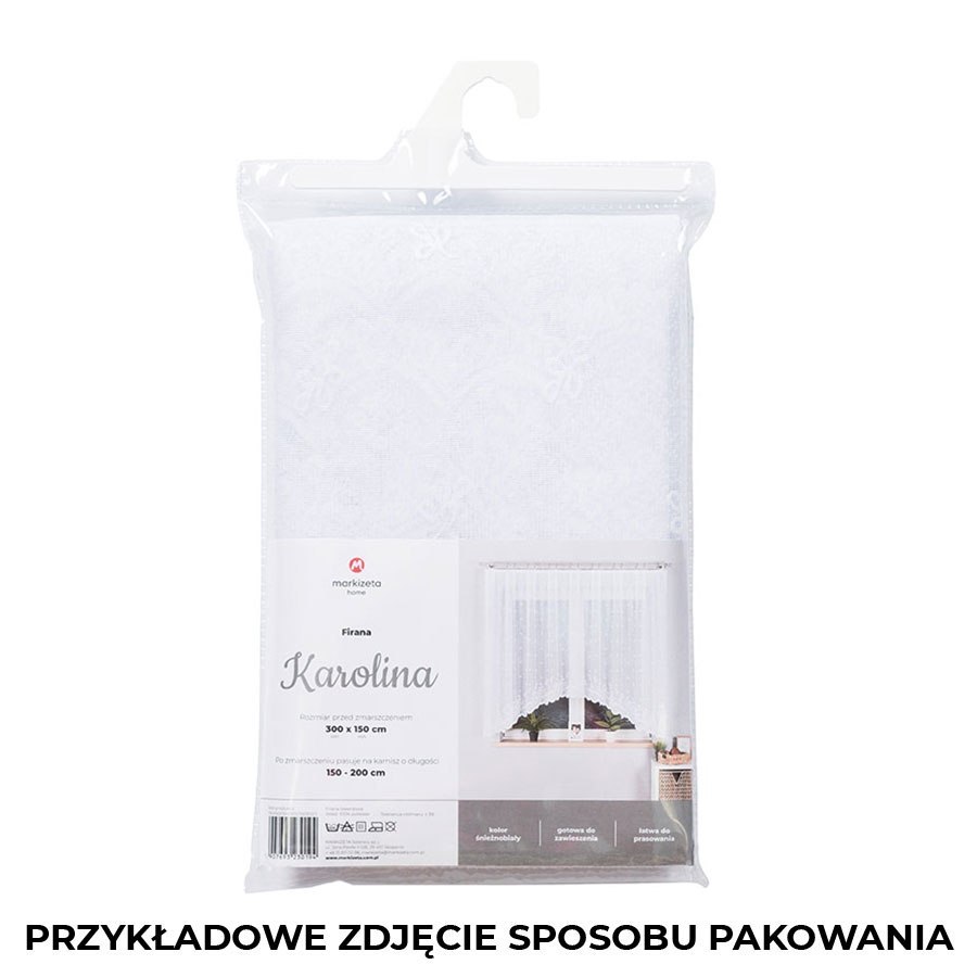 KAROLINA Firanka żakardowa gotowa, szerokość 400 x wysokość 150cm, kolor 001 biały 054160/FBL/001/400150/1