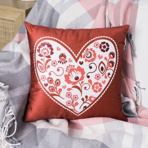 FOLK LOVE Poszewka dekoracyjna VELVET, 40x40cm, kolor 003 czerwony PWA026/POP/003/040040/1