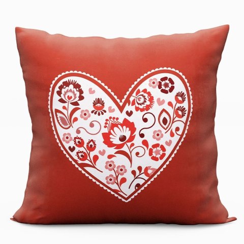 FOLK LOVE Poszewka dekoracyjna VELVET, 40x40cm, kolor 003 czerwony PWA026/POP/003/040040/1