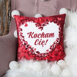 KOCHAM CIĘ Poszewka dekoracyjna VELVET, 40x40cm, kolor 001 czerwony PWA020/POP/001/040040/1