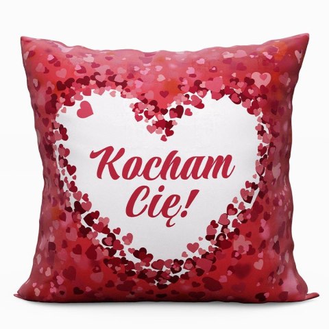 KOCHAM CIĘ Poszewka dekoracyjna VELVET, 40x40cm, kolor 001 czerwony PWA020/POP/001/040040/1