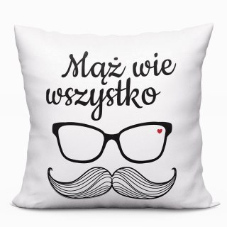 MĄŻ WIE WSZYSTKO Poszewka dekoracyjna VELVET, 40x40cm, kolor 001 biały PWA023/POP/001/040040/1
