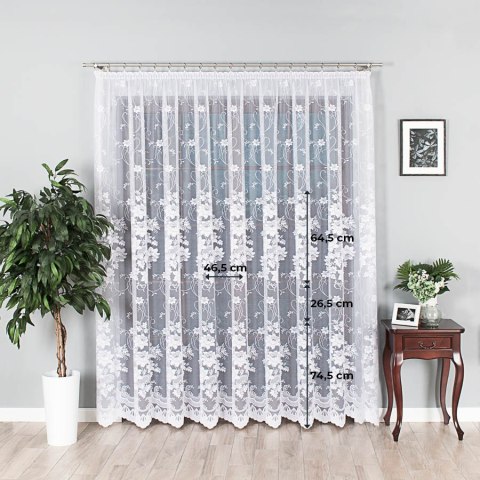 Firanka żakardowa 023019 wysokość 250 cm kolor biały