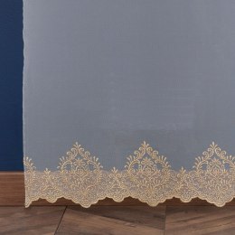 OFELIA Firanka haftowana, wysokość 280cm, kolor 002 biały ze złotym haftem OFELIA/885/002/000280/1