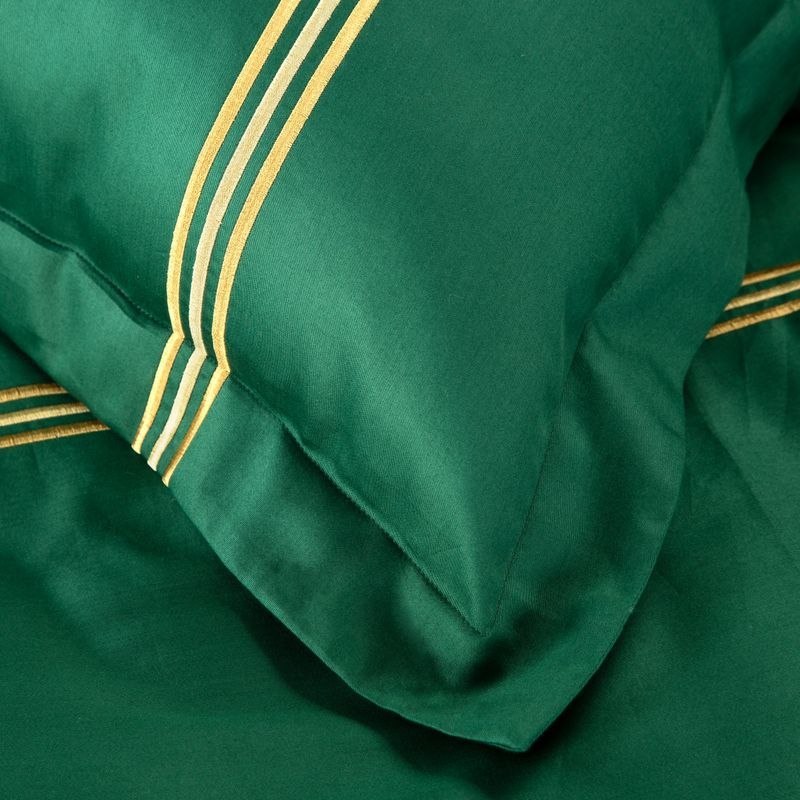 Komplet pościeli z satyny bawełnianej HAFT 160x200 cm kolor zielony