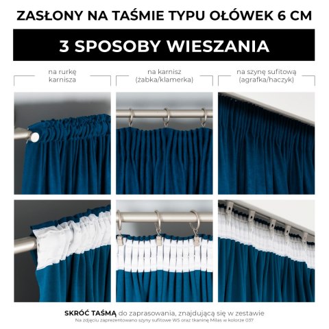 Zasłona gotowa na taśmie LANOSA 140x270 cm kolor różowy