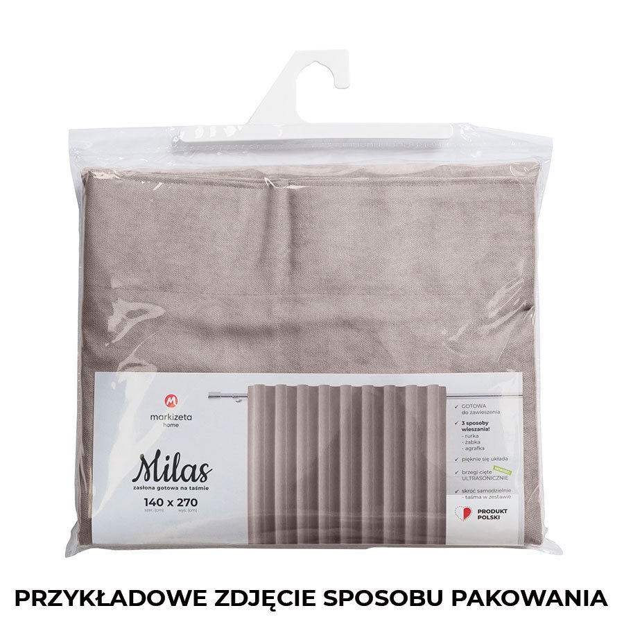 Zasłona gotowa na taśmie MILAS 140x270 cm kolor ciemno zielony