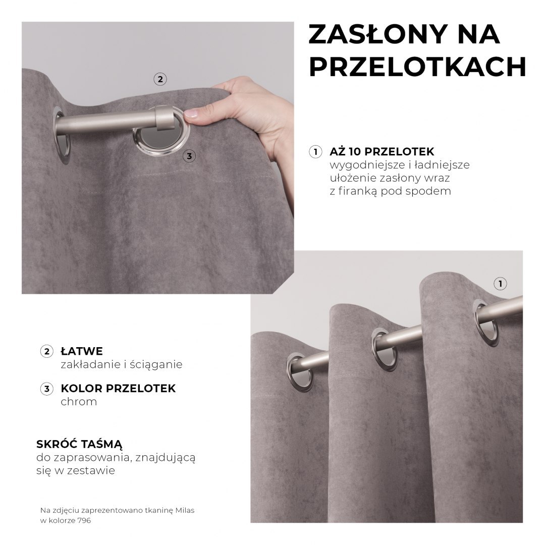 Zasłona gotowa na przelotkach PERUGA 140x260 cm kolor zielony