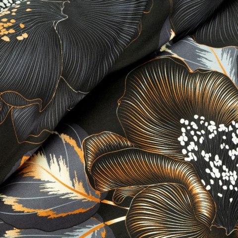 Komplet pościeli z makosatyny PEONIA 160x200 cm kolor czarny